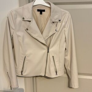 Ann Taylor Ivory Faux Leather Jacket